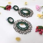 gunmetal polki earrings online